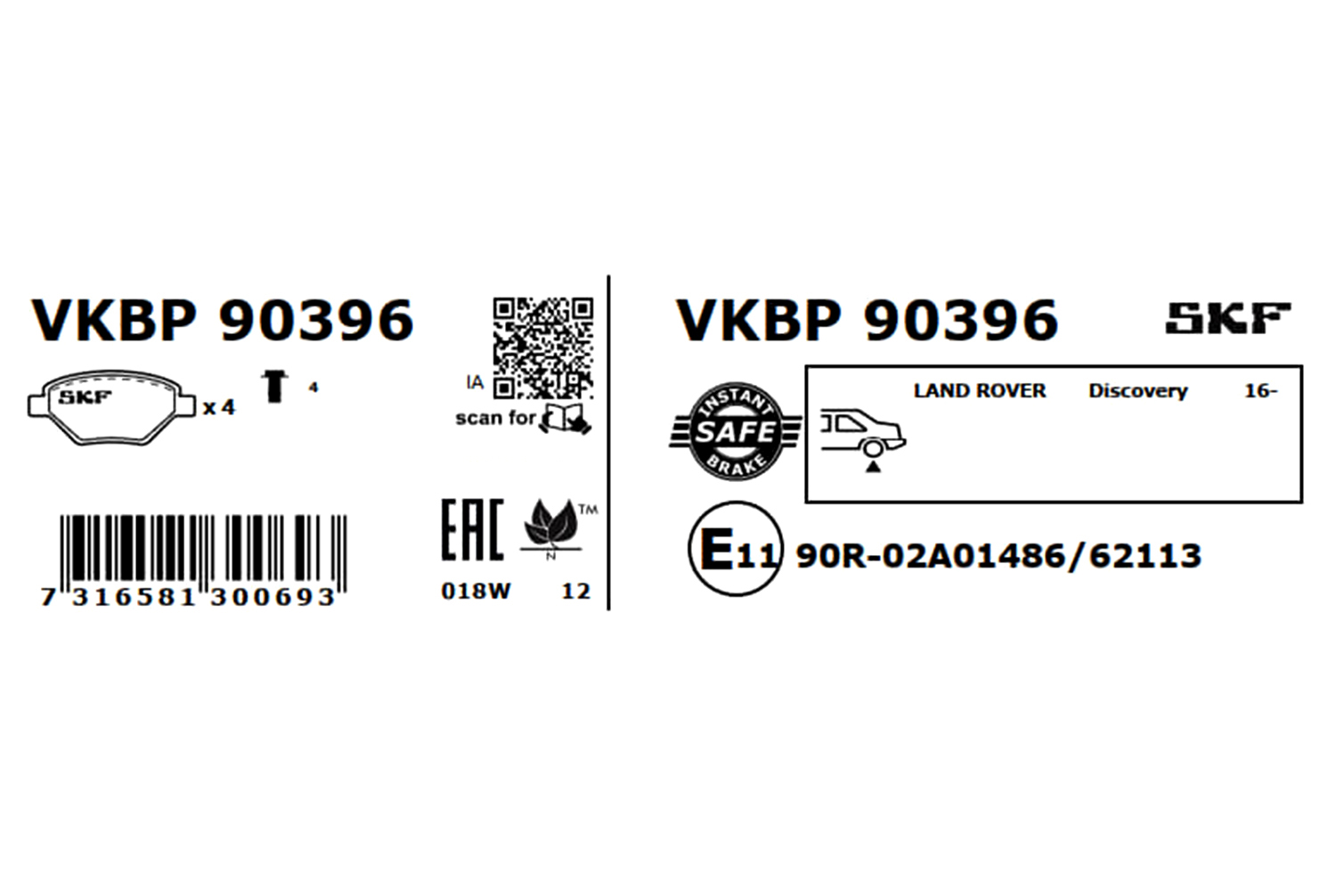 SKF VKBP 90396 Bremsbelagsatz, Scheibenbremse